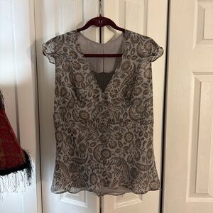 Floral Lace-Trim V-Neck Camisole in Gray